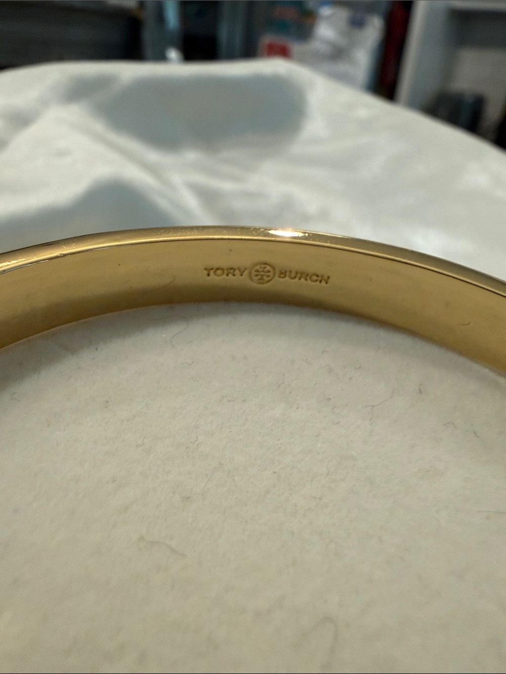 Tory Burch Gold-Tone Bracelet with Brown Enamel Logo Motif - Picture 2 of 3